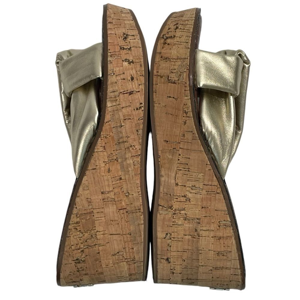 Sam Edelman Ramsey Wedge Sandal‎ in Metallic Gold Size US 7.5 EU 38 Shoes - Picture 5 of 7